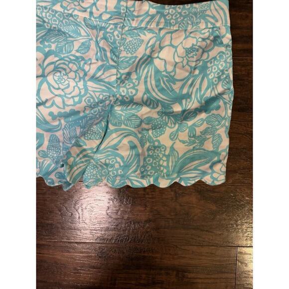 TALBOTS Tropical Shorts 5” In Baby Blue Scalloped Hem Women’s Size 10 - Picture 2 of 5